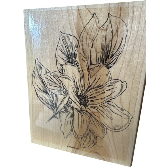 Stampin Up Large Wood-Mounted Rubber Stamp Magnolia Flower From The Garden - Picture 1 of 2